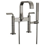 Brizo Allaria Twist Handle Deck Mounted Tub Filler with Integrated Diverter and Hand Shower Brilliance Black Onyx